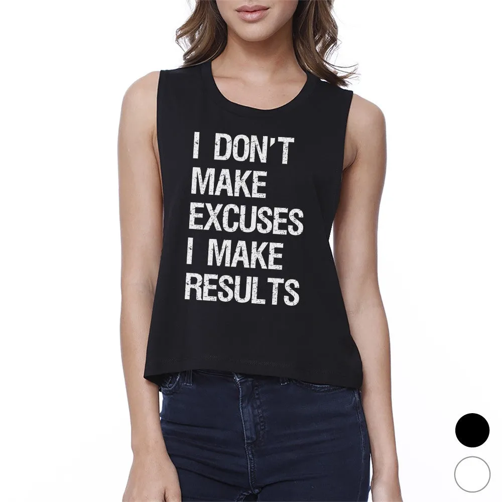 Excuses Results Womens Workout Crop Top Cute Workout Lovers Gifts