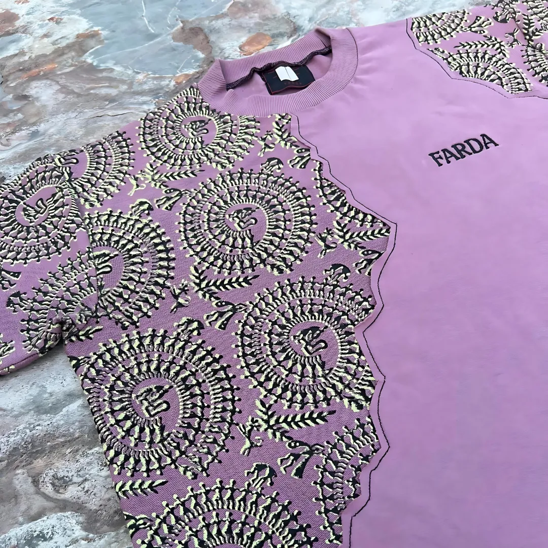 Farda Dawnfest Pink Blockprinted T-Shirt