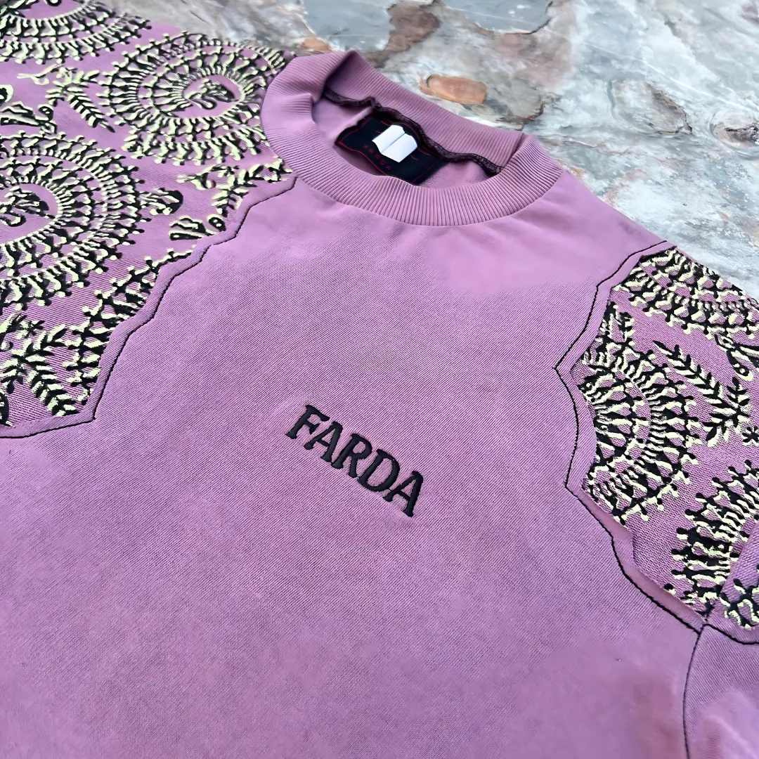 Farda Dawnfest Pink Blockprinted T-Shirt