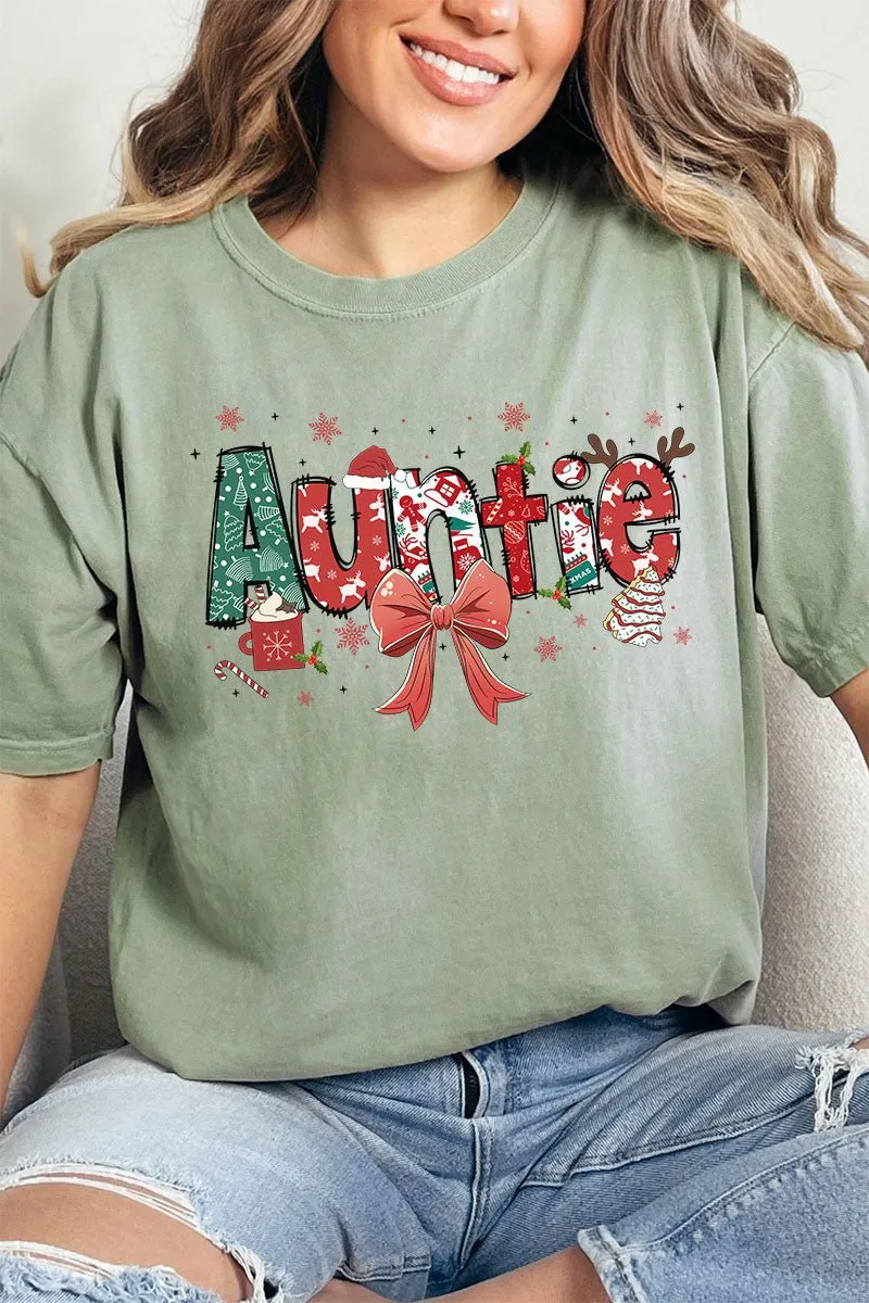 Festive Christmas Auntie Comfort Colors Adult Ring-Spun Cotton Tee