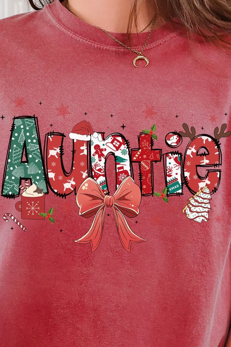 Festive Christmas Auntie Comfort Colors Adult Ring-Spun Cotton Tee