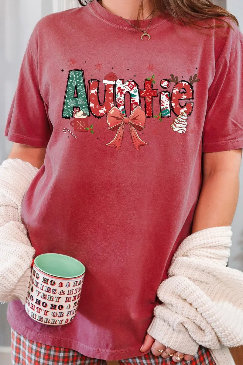 Festive Christmas Auntie Comfort Colors Adult Ring-Spun Cotton Tee