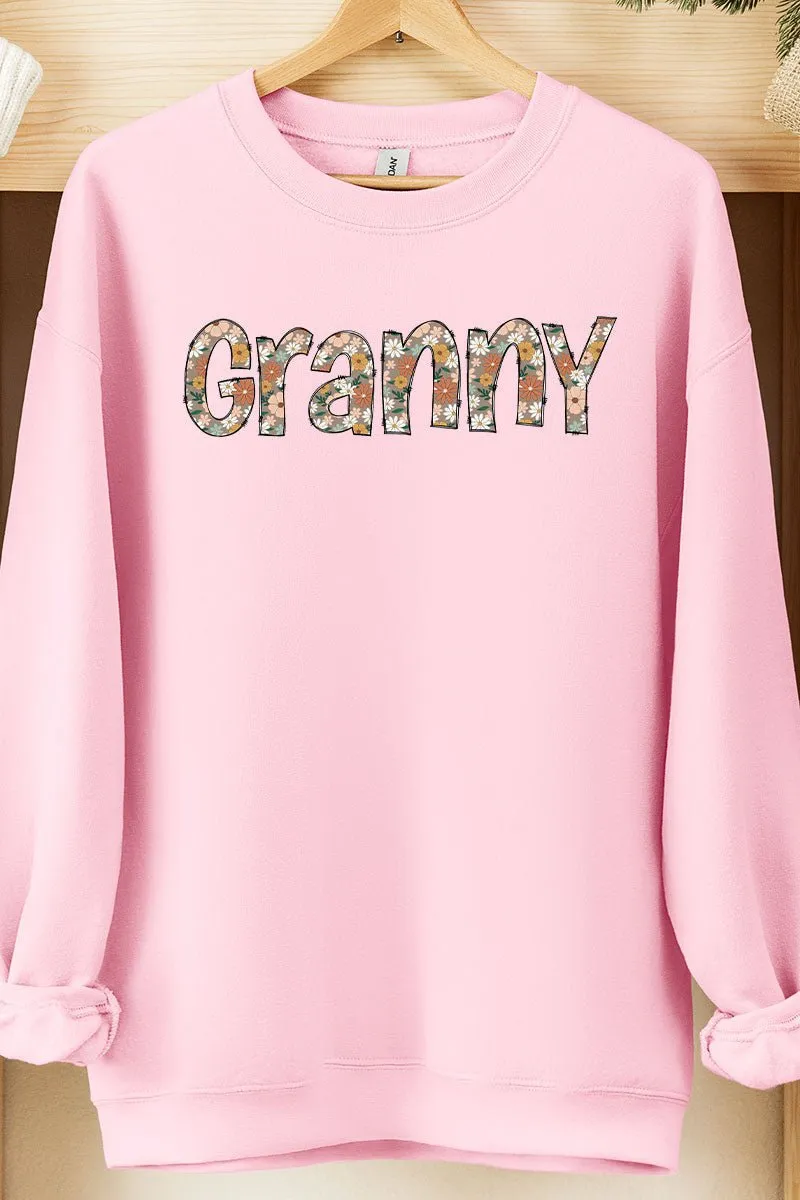 Floral Boho Granny Heavy-weight Crew Sweatshirt