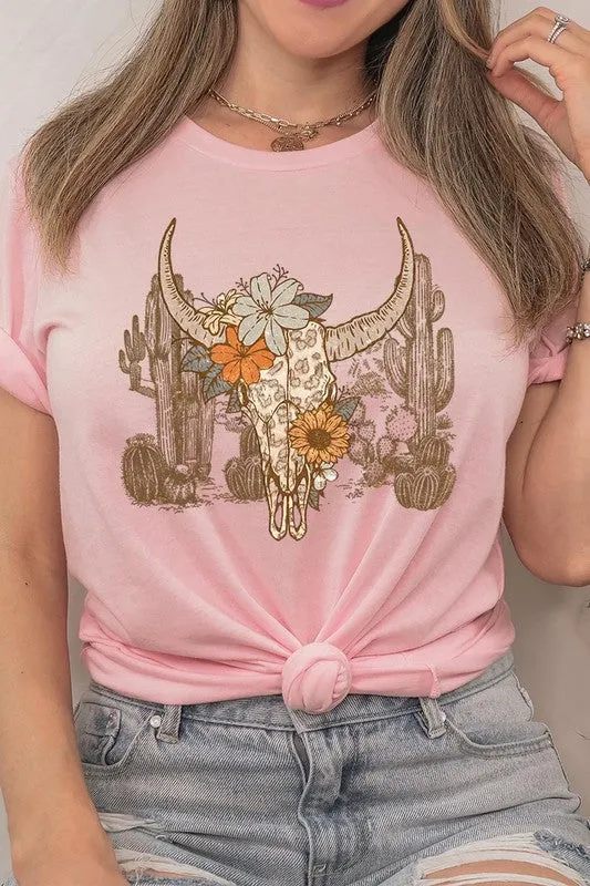 Floral Bull Western Graphic Tee