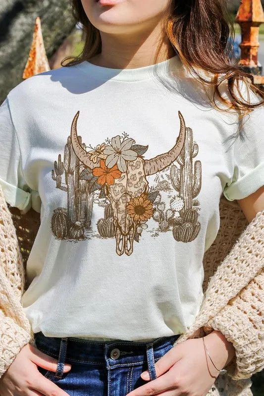 Floral Bull Western Graphic Tee