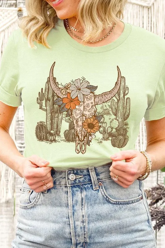 Floral Bull Western Graphic Tee