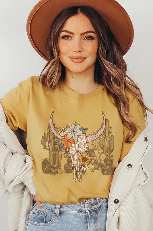 Floral Bull Western Graphic Tee