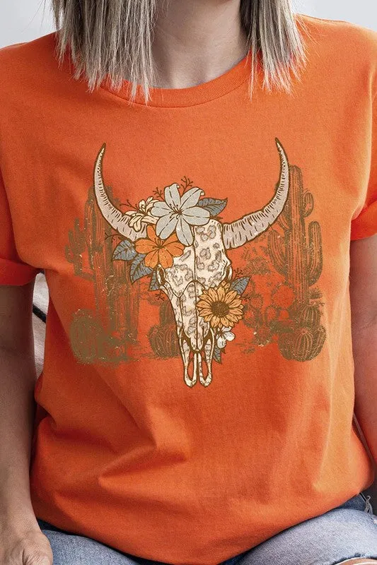 Floral Bull Western Graphic Tee