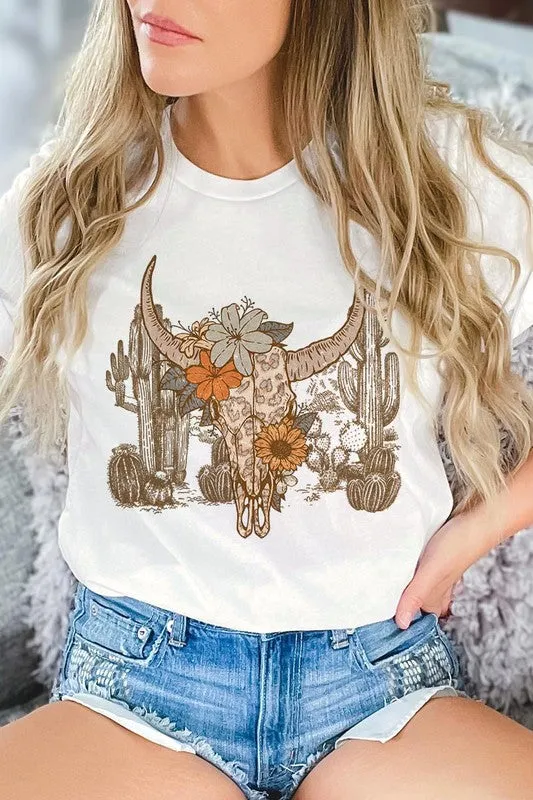 Floral Bull Western Graphic Tee