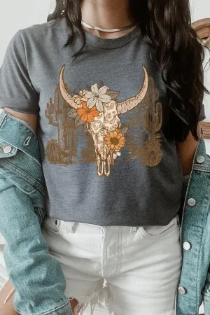 Floral Bull Western Graphic Tee