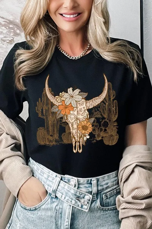 Floral Bull Western Graphic Tee