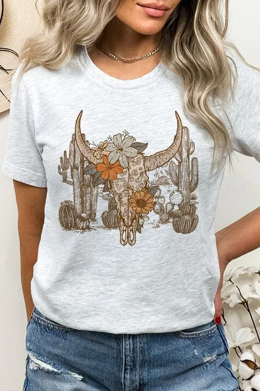 Floral Bull Western Graphic Tee