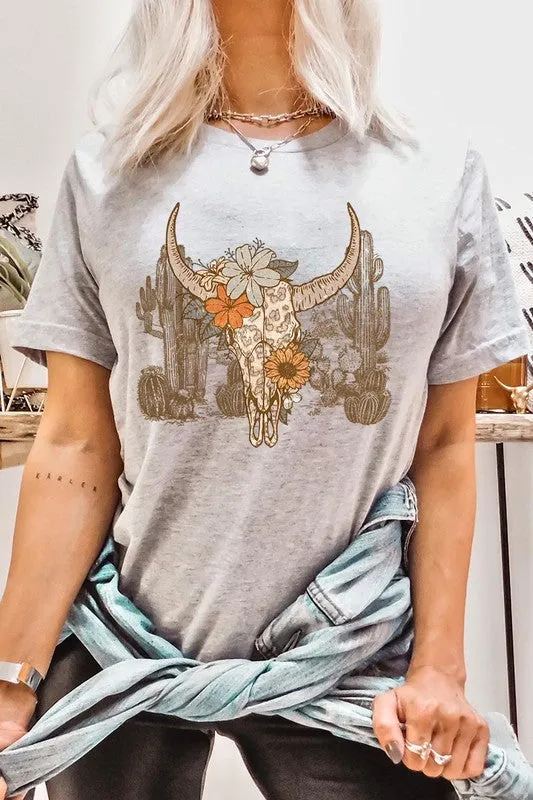 Floral Bull Western Graphic Tee