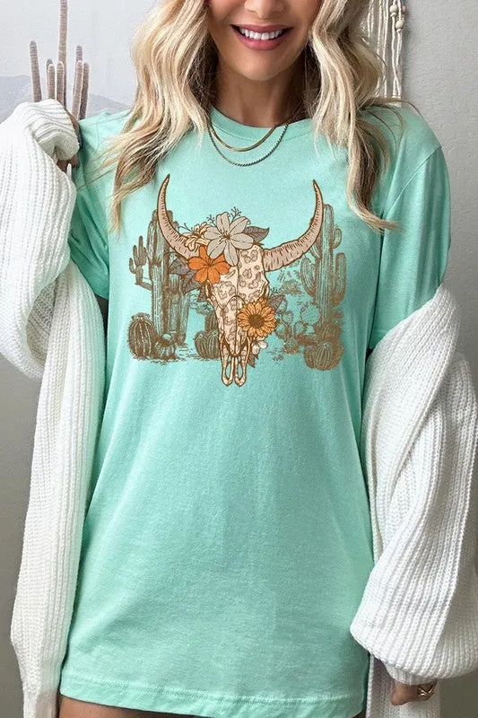 Floral Bull Western Graphic Tee