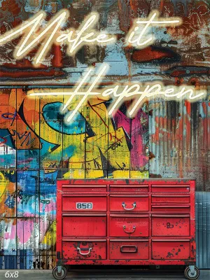 Graffiti and Red Toolbox Photography Backdrop