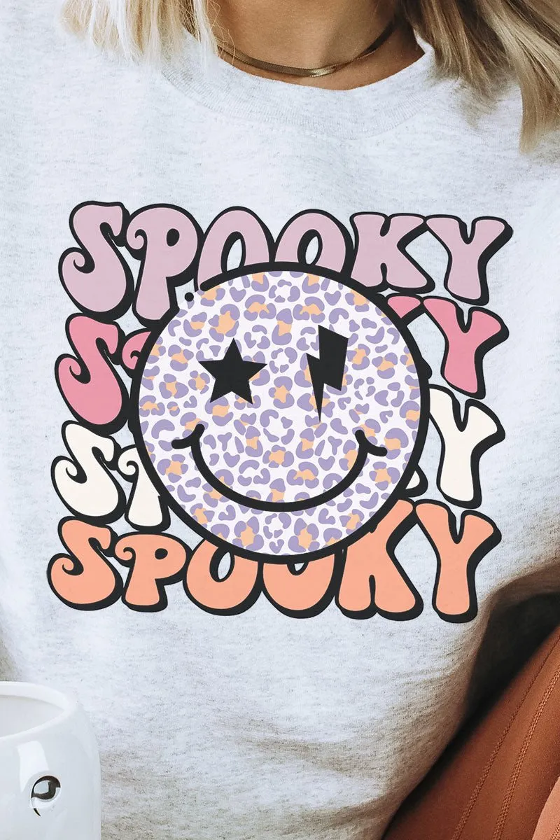 Happy Face Stacked Spooky Heavy-weight Crew Sweatshirt