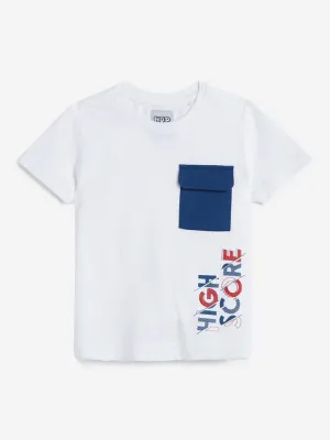 HOP Kids White Text Printed T-Shirt