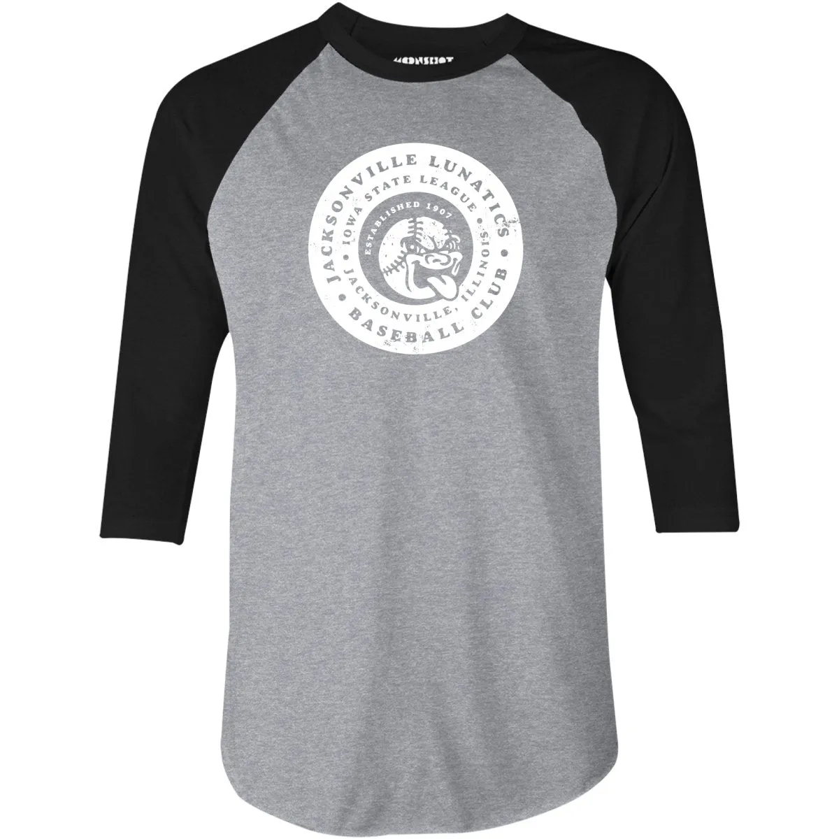 Jacksonville Lunatics - Illinois - Vintage Defunct Baseball Teams - 3/4 Sleeve Raglan T-Shirt