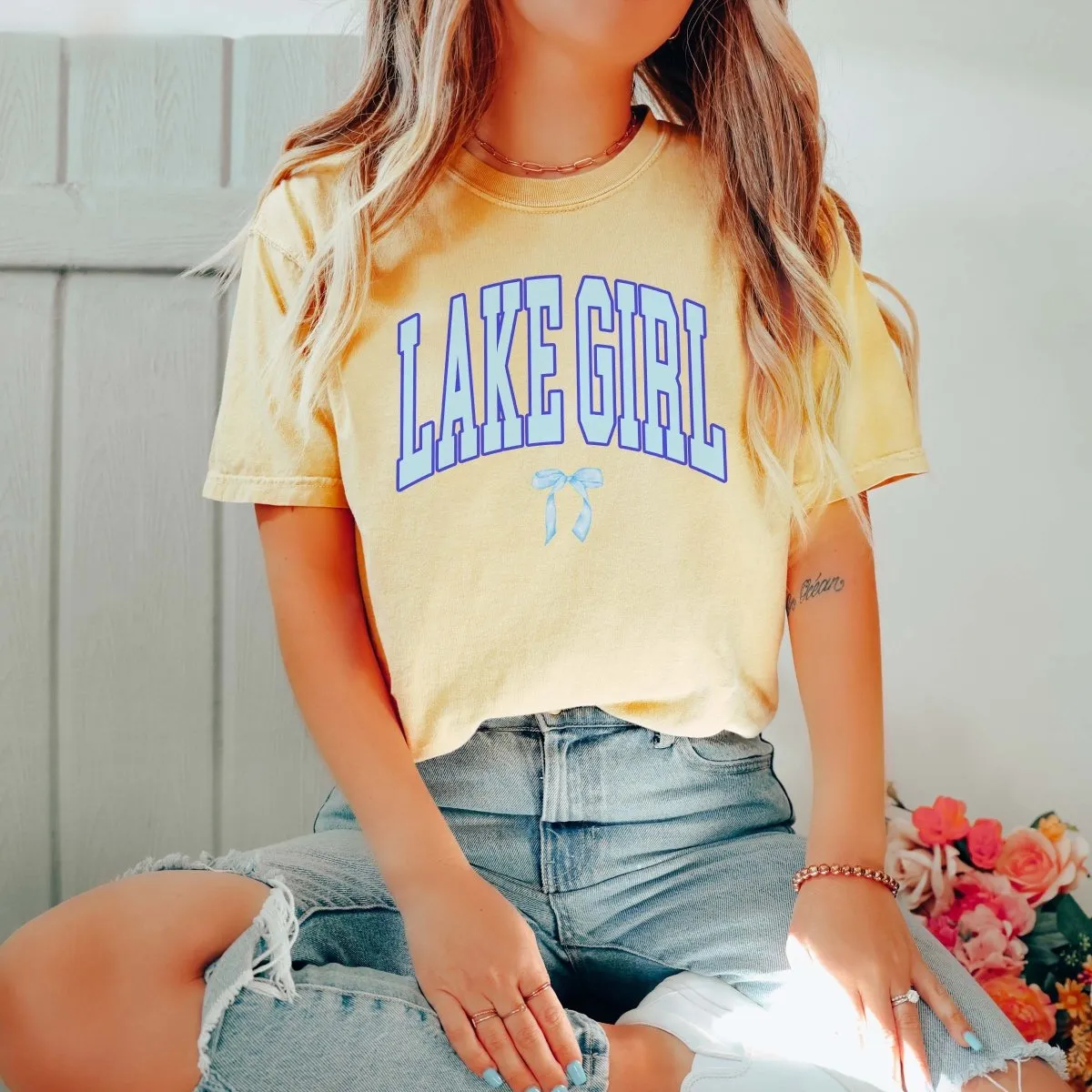 Lake Girl With Bow Comfort Color Tee