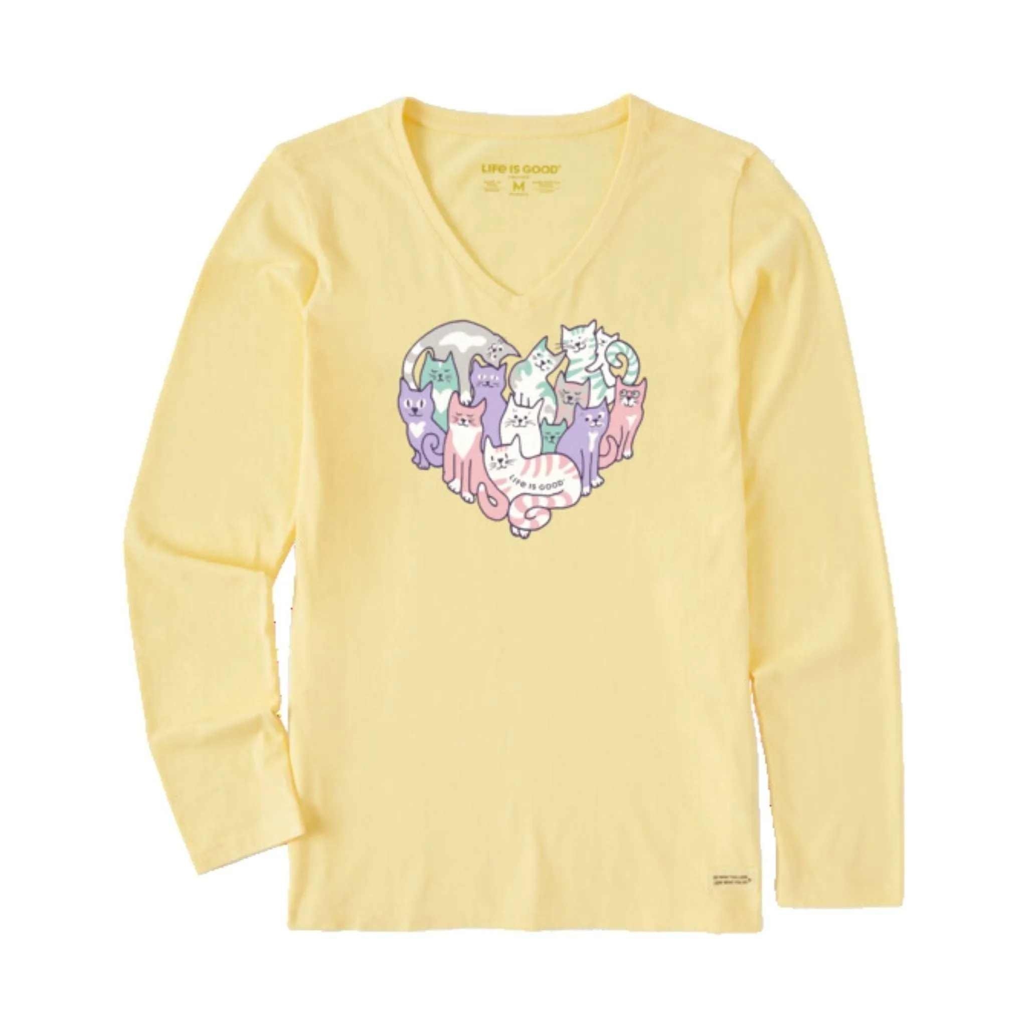 Life Is Good Women's Heart Of Cats - Sandy Yellow FINAL SALE