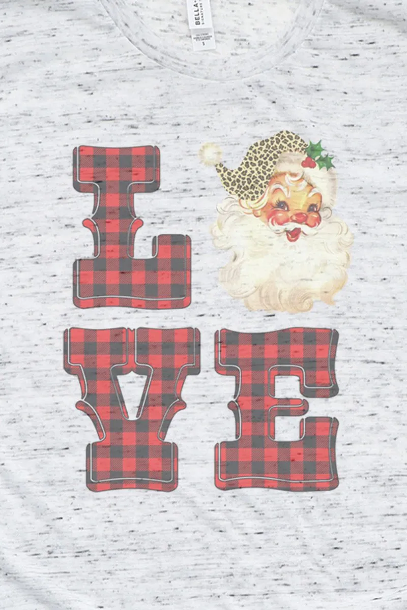 Love Santa Buffalo Plaid Unisex Short Sleeve Tee