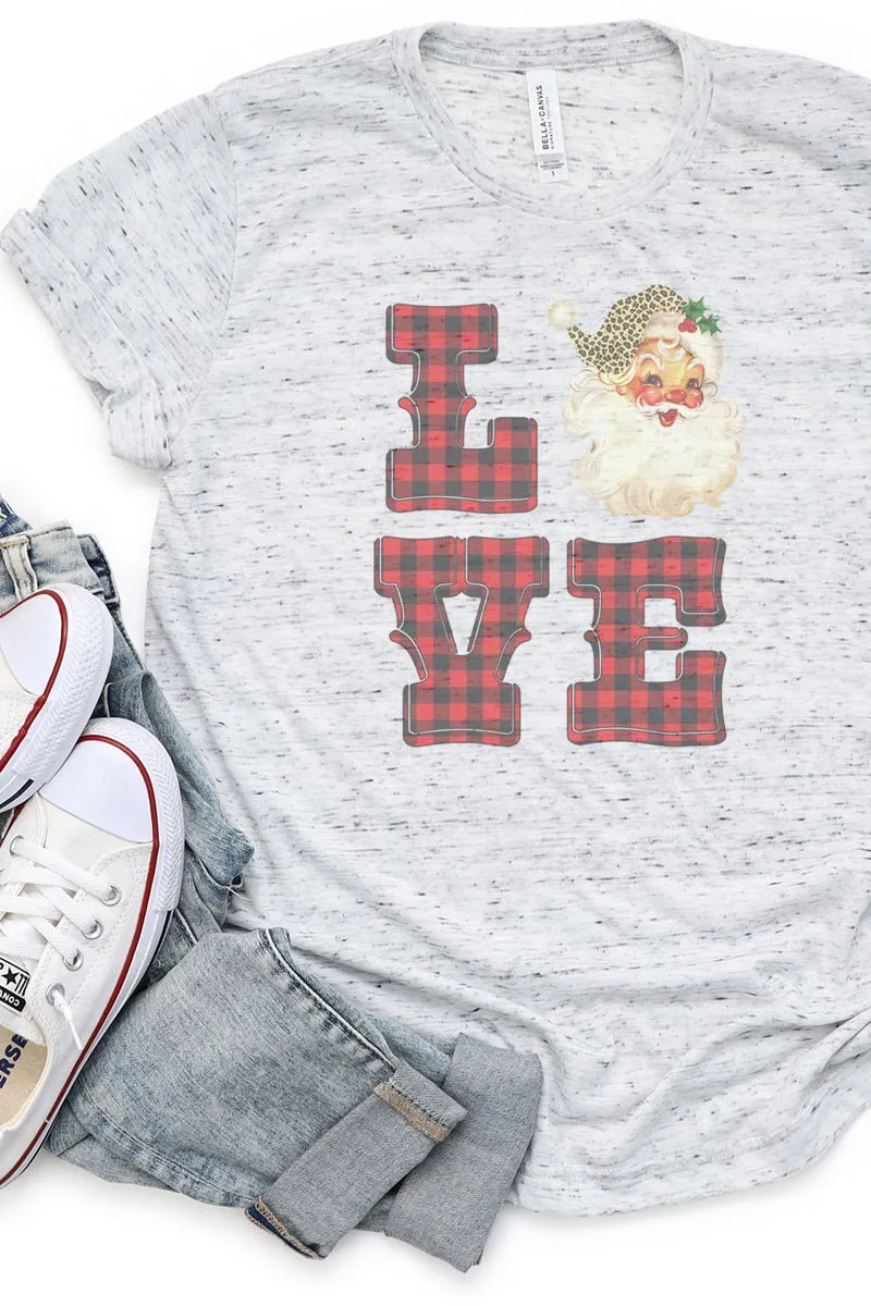 Love Santa Buffalo Plaid Unisex Short Sleeve Tee