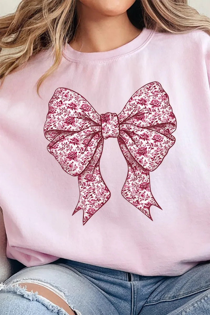 Magenta Chinoiserie Bow Heavy-weight Crew Sweatshirt