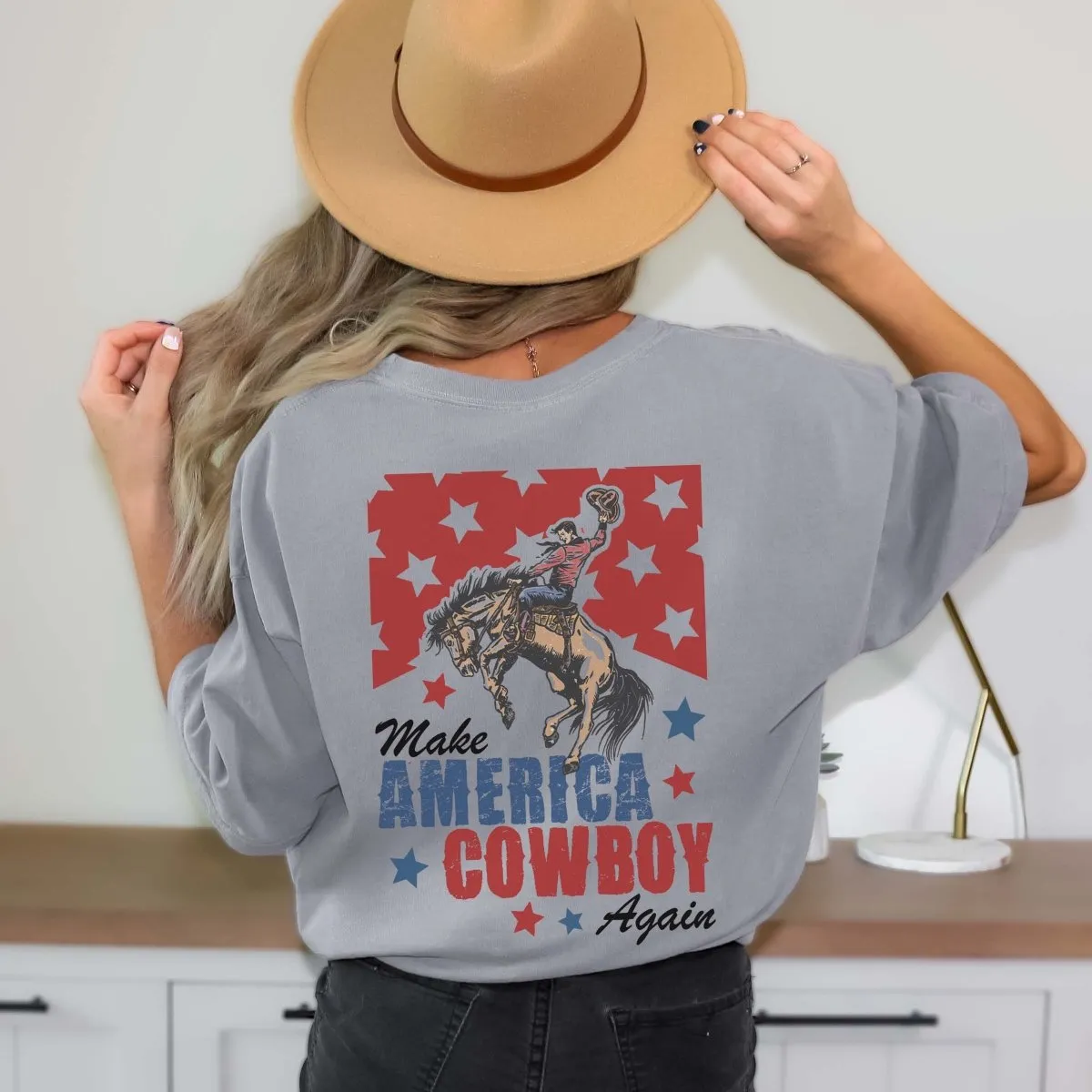 Make America Cowboy Again Back Design Comfort Color Tee