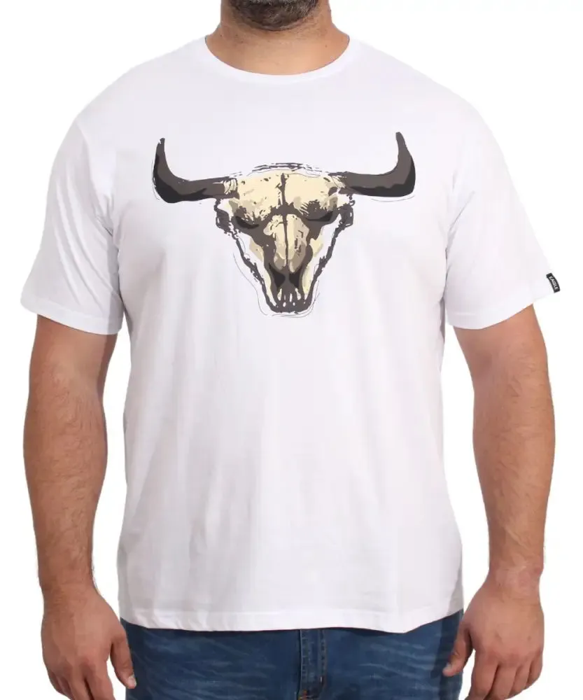 Mens Printed Ox Skull Tee