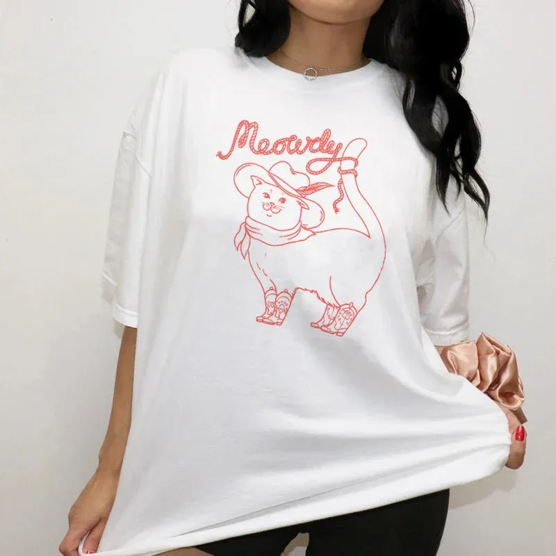 Meowdy Cat Stylish Graphic Tee