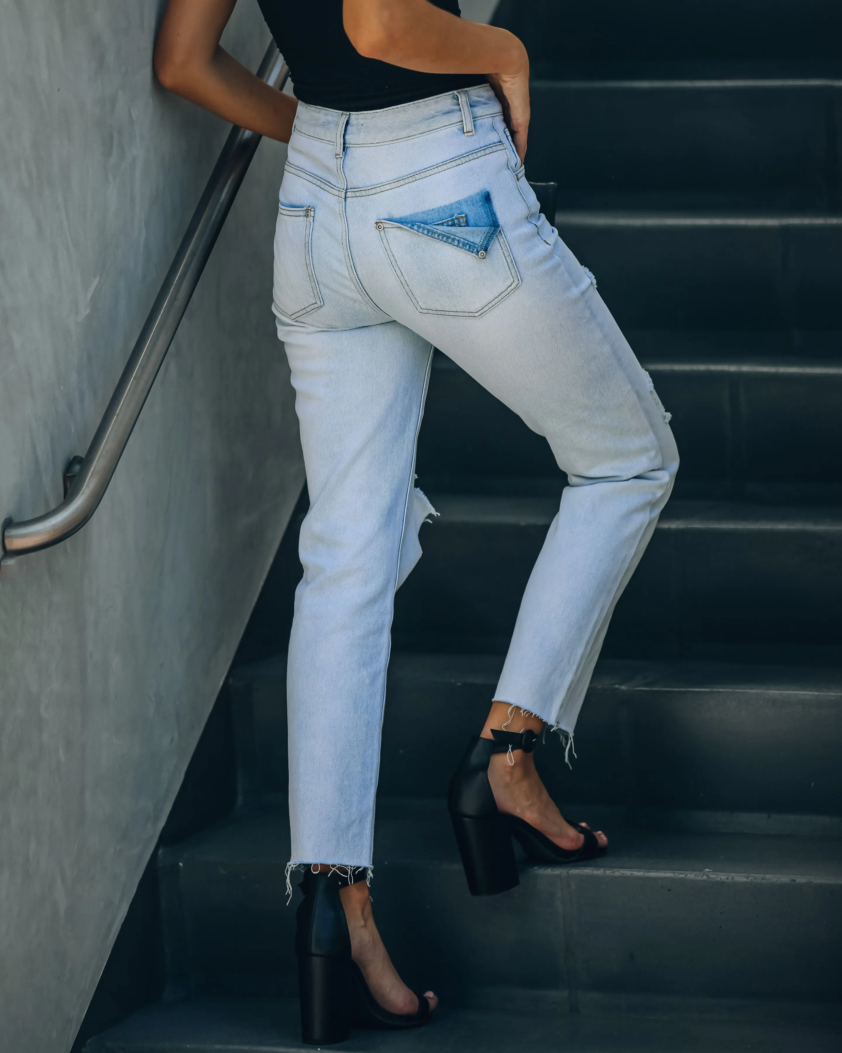 Mila High Rise Distressed Denim