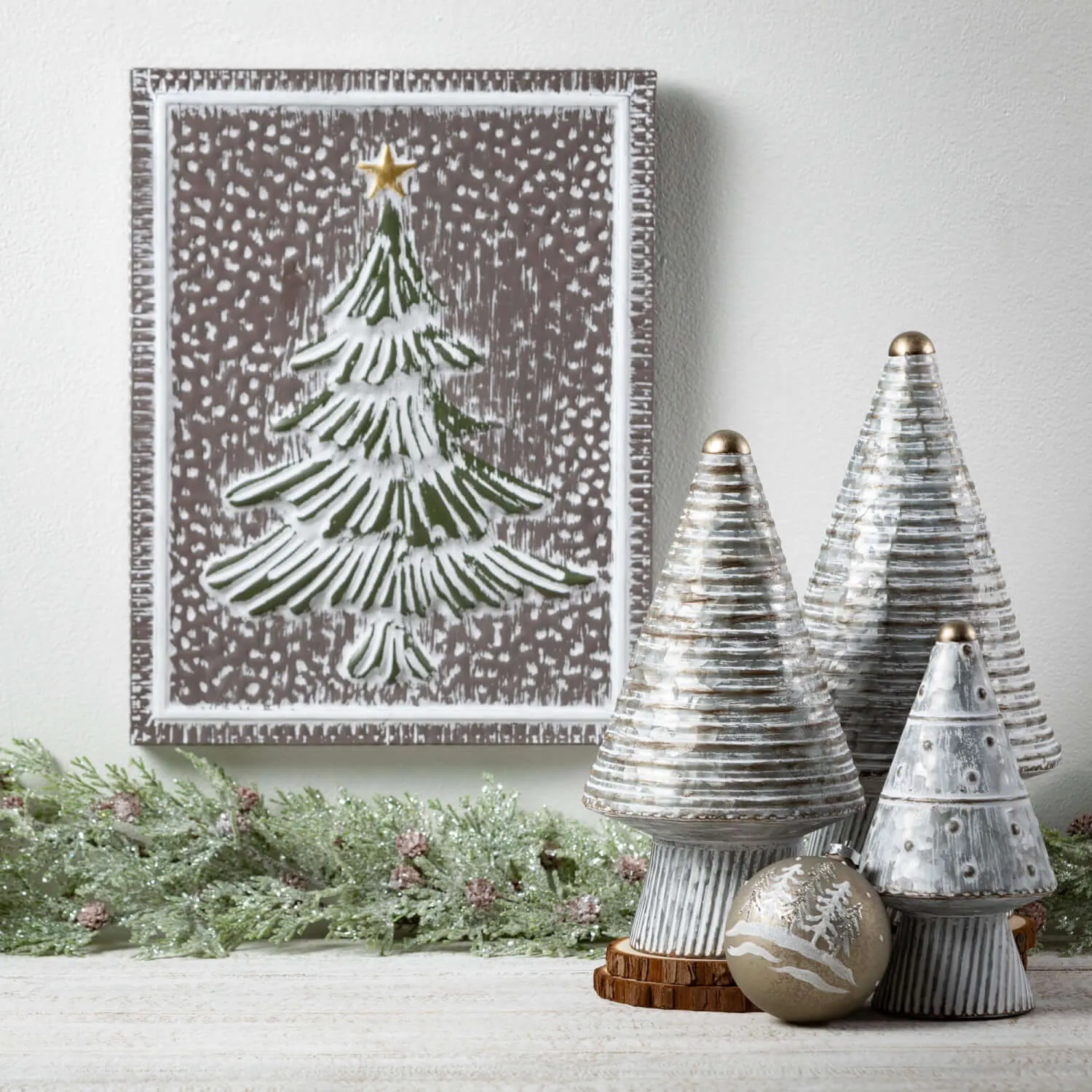 Modern Metal Cone Tree Set 4