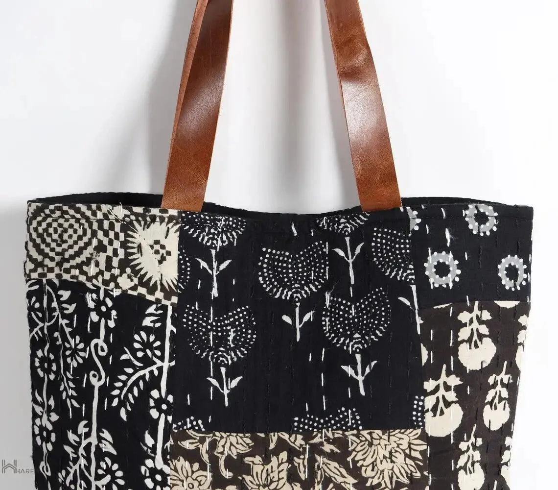 Monochrome Patchwork Deco Tote Bag