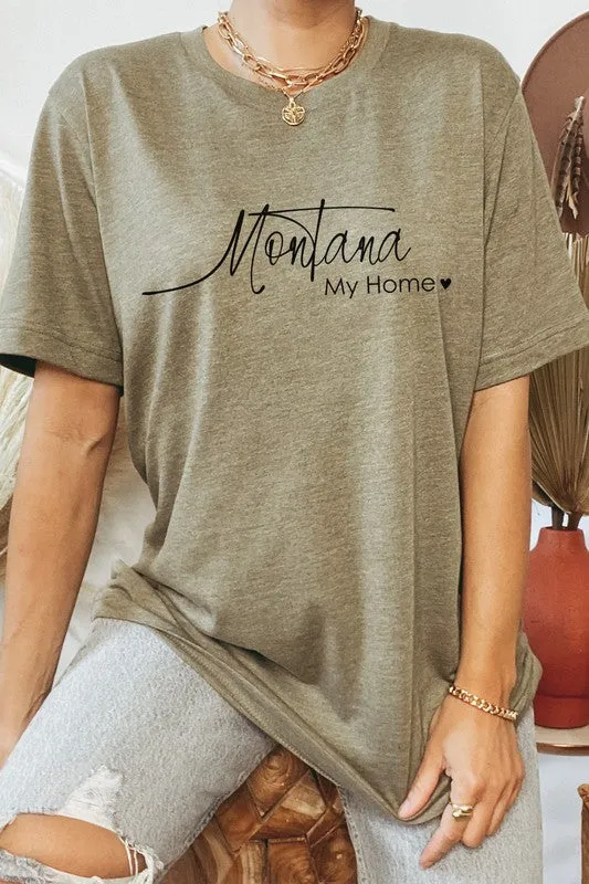 Montana My Home Heart State Graphic Tee