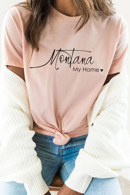 Montana My Home Heart State Graphic Tee