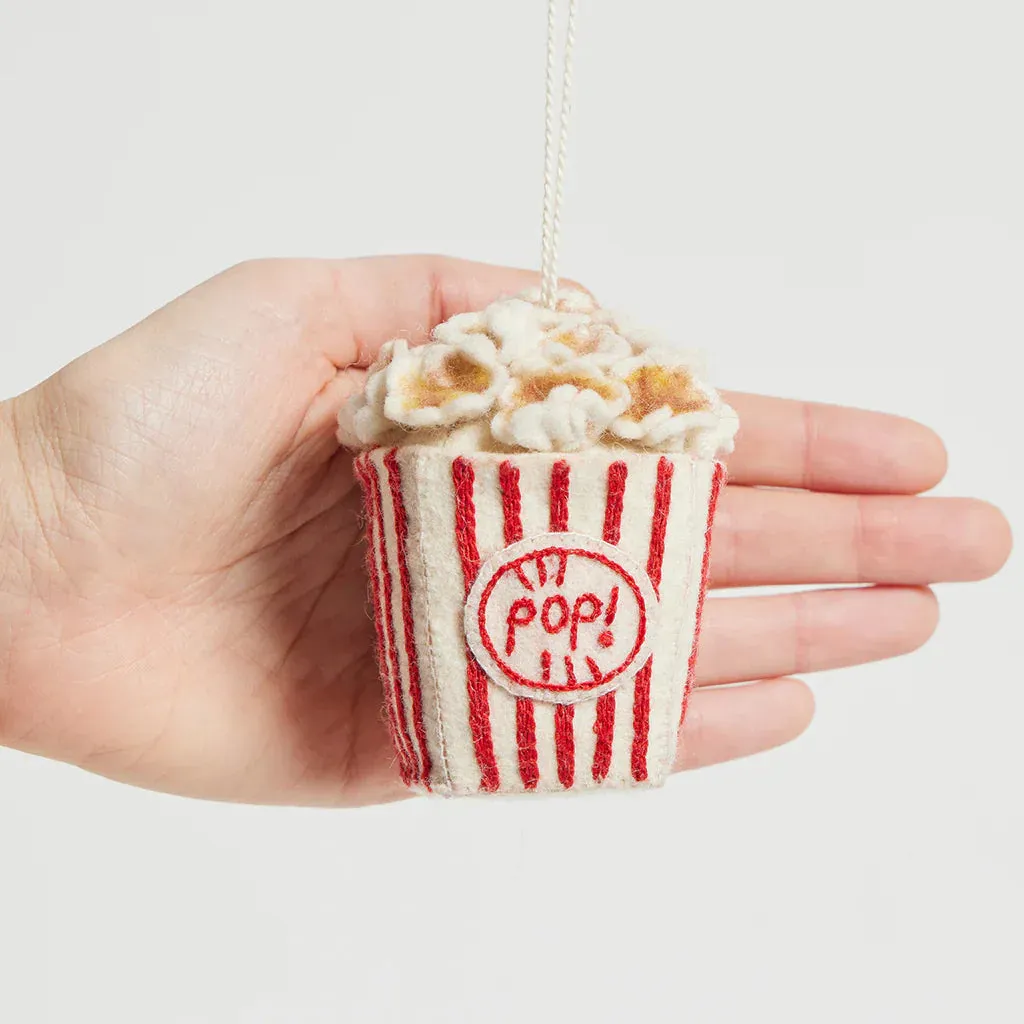 Movie Night Popcorn Felt Ornament