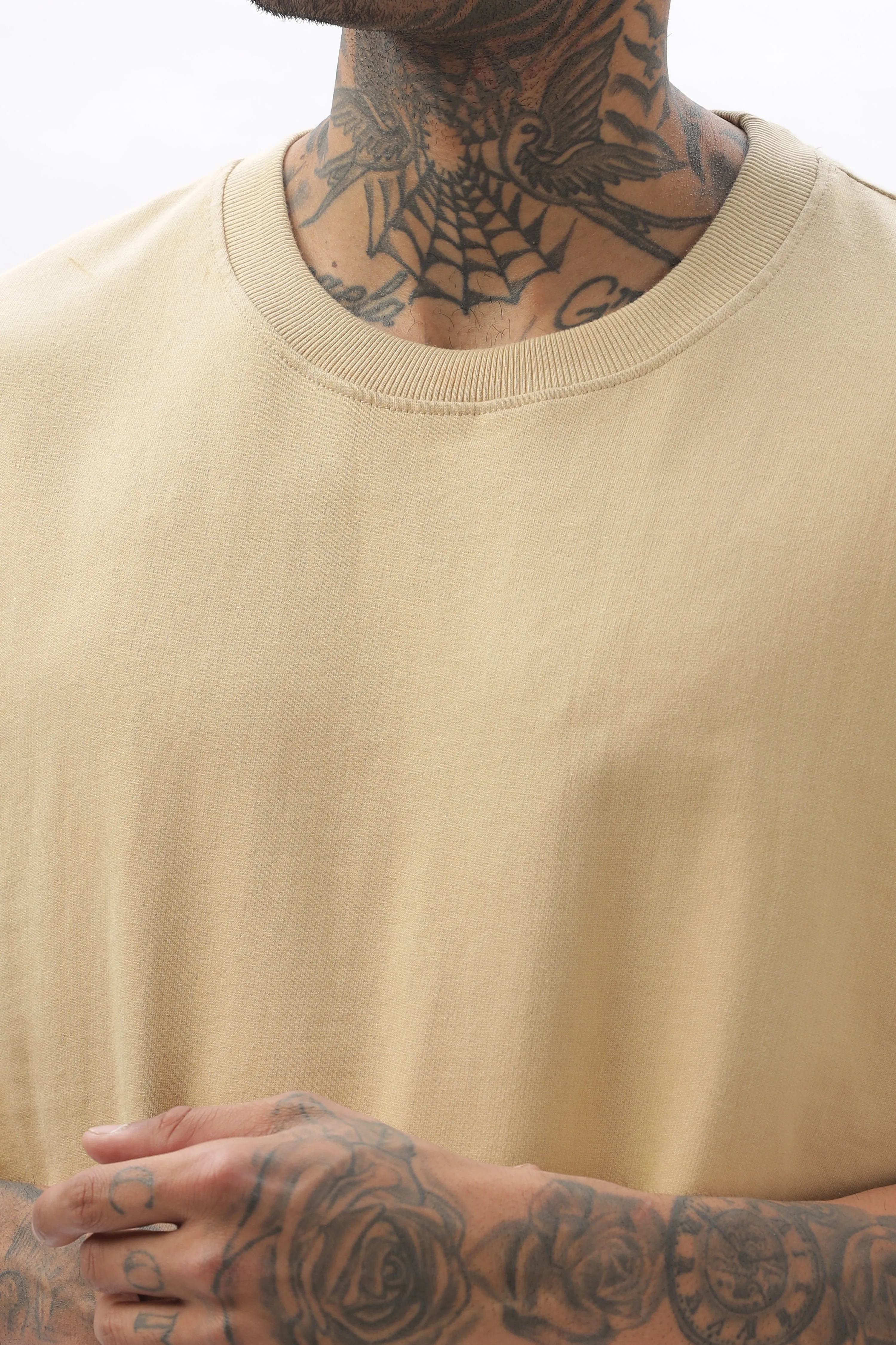 NeedleTrack Meduim Beige Dropshoulder Tee