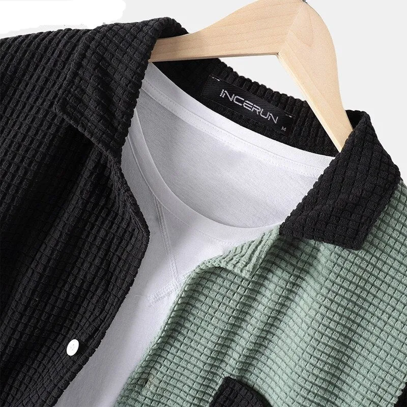 Nsqured Patchwork Men's Streetwear Shirt