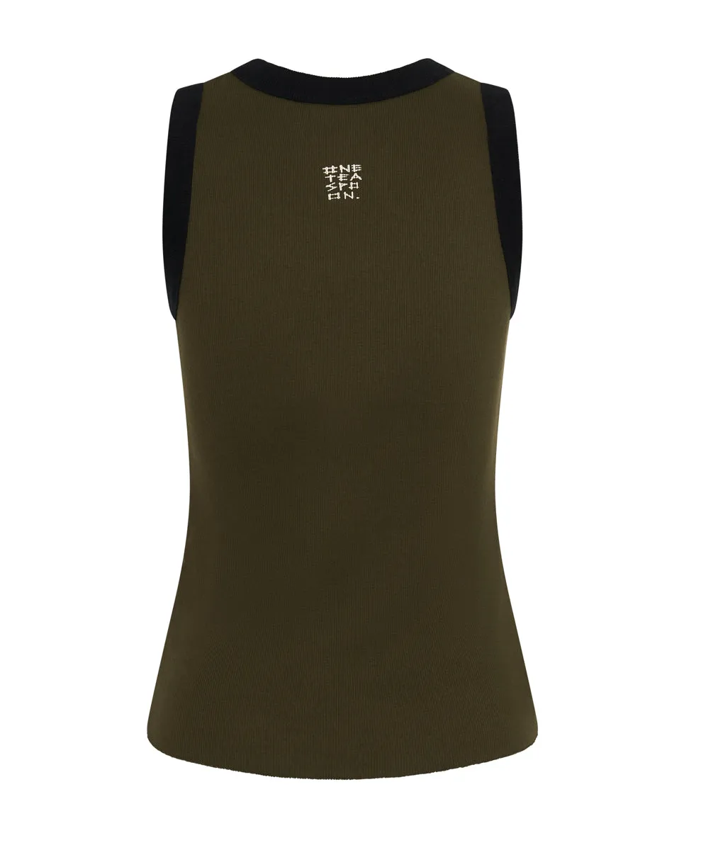 ONE TEASPOON Womens OTS Khaki 2 Tone Equipment Tank - Khaki -