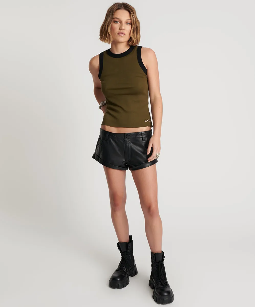 ONE TEASPOON Womens OTS Khaki 2 Tone Equipment Tank - Khaki -