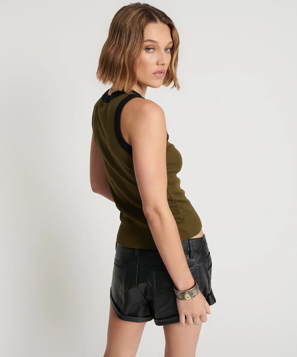 ONE TEASPOON Womens OTS Khaki 2 Tone Equipment Tank - Khaki -