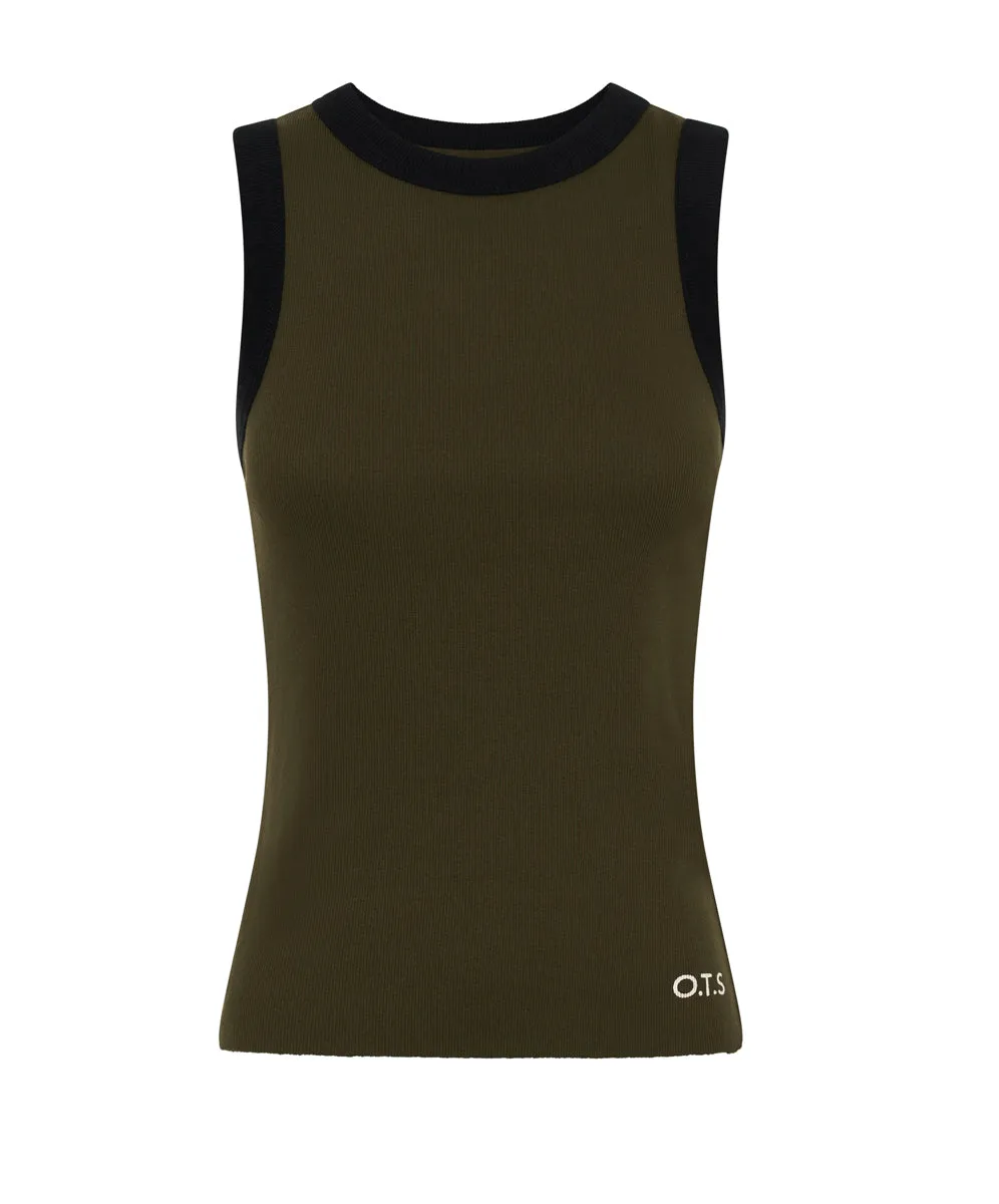 ONE TEASPOON Womens OTS Khaki 2 Tone Equipment Tank - Khaki -