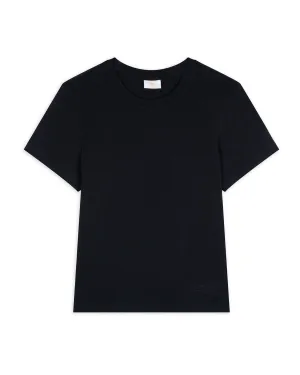 Organic Cotton Embroidered Mini Logo T-Shirt - Black