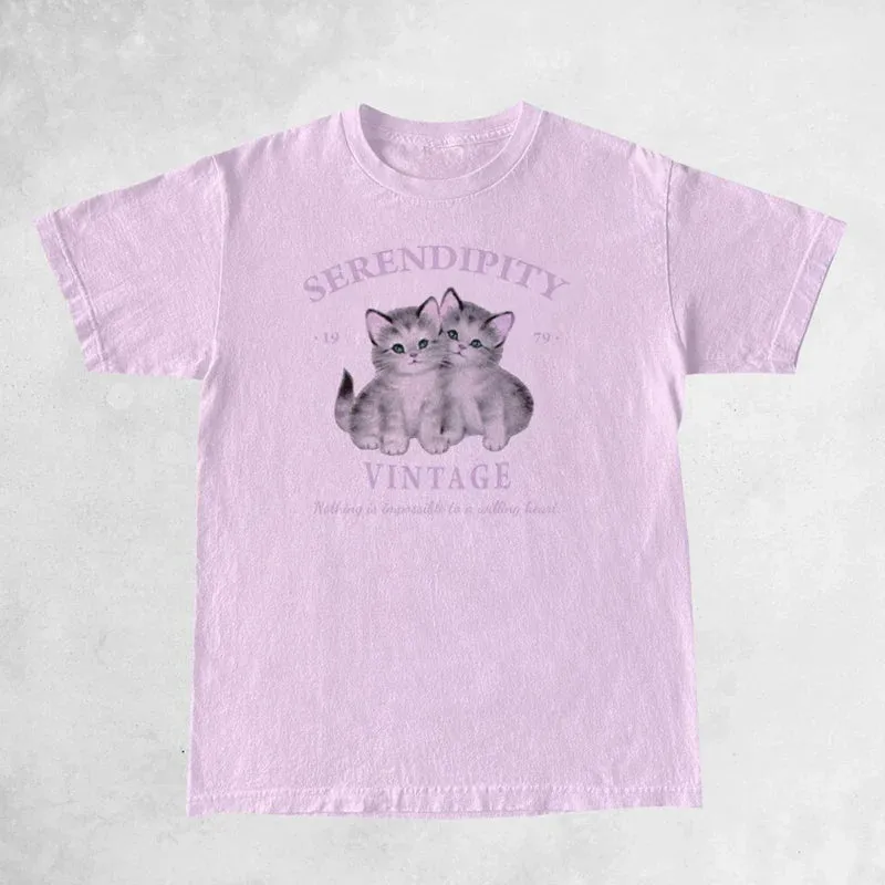 Oversized Kittens Stylish Vintage Graphic Tees