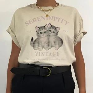 Oversized Kittens Stylish Vintage Graphic Tees