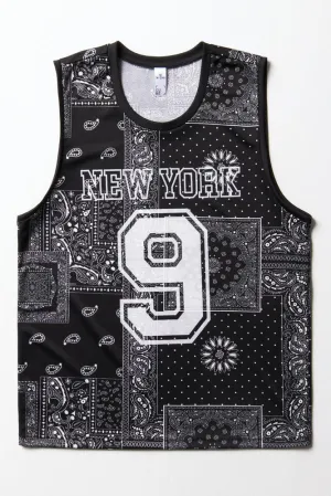 Paisley Basketball Sleeveless T-Shirt Black