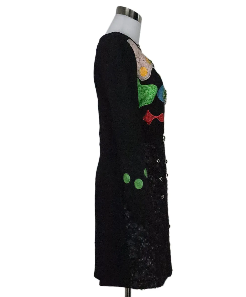 Peter Pilotto Black & Multicolor Embellished Dress sz 4