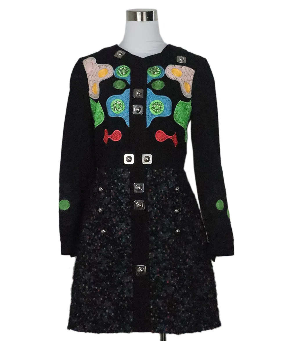 Peter Pilotto Black & Multicolor Embellished Dress sz 4