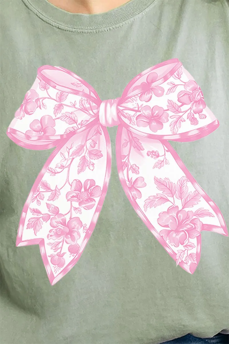 Pink Chinoiserie Coquette Bow Comfort Colors Adult Ring-Spun Cotton Tee