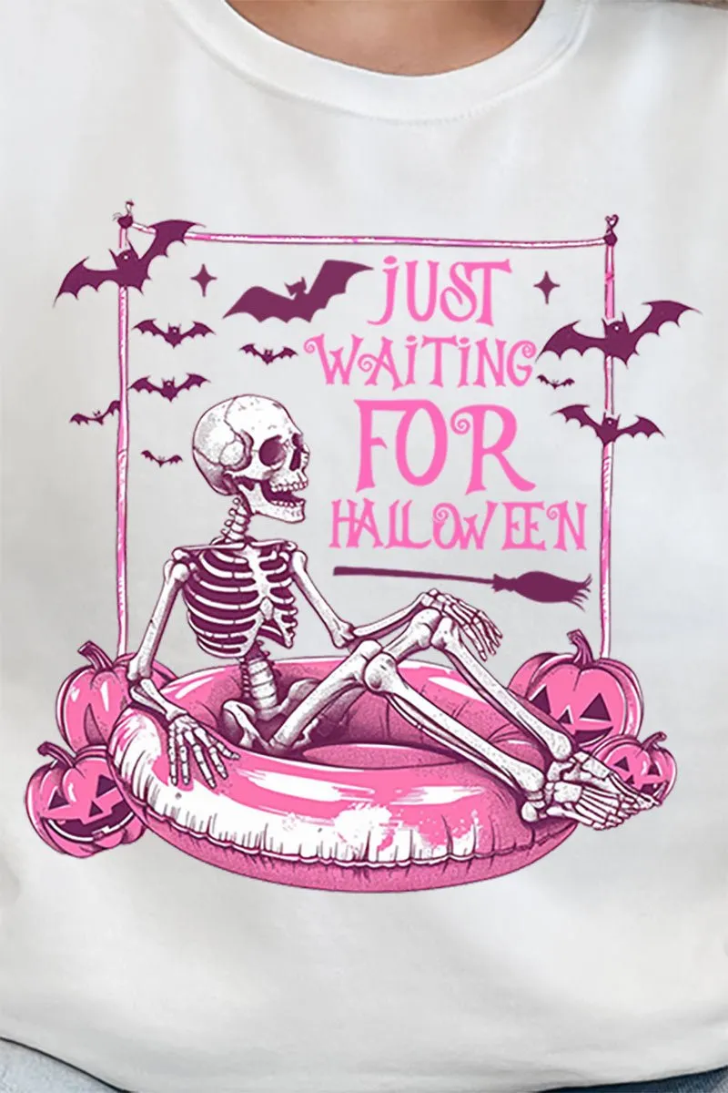 Pink Just Waiting For Halloween Heavy-weight Crew Sweatshirt